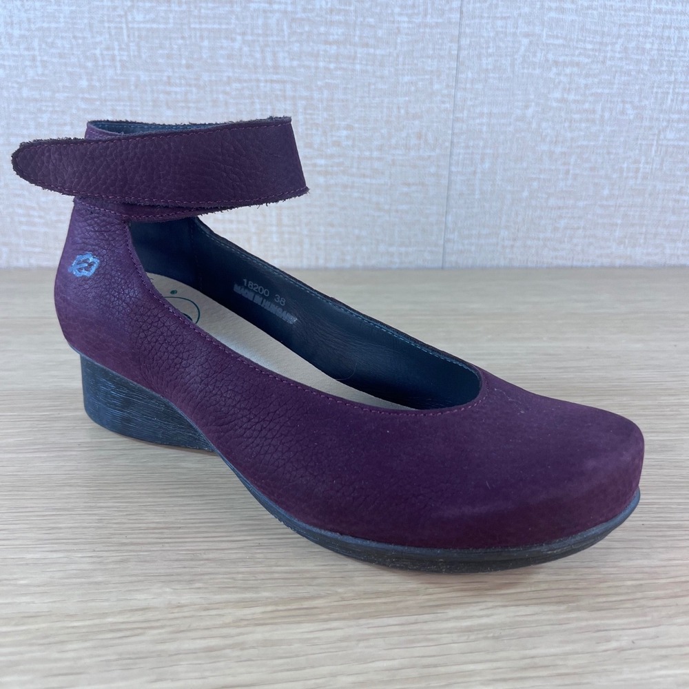 Loints of Holland 18200 Womens Plum Purple Nubuck Leather Ankle Strap Heels 38